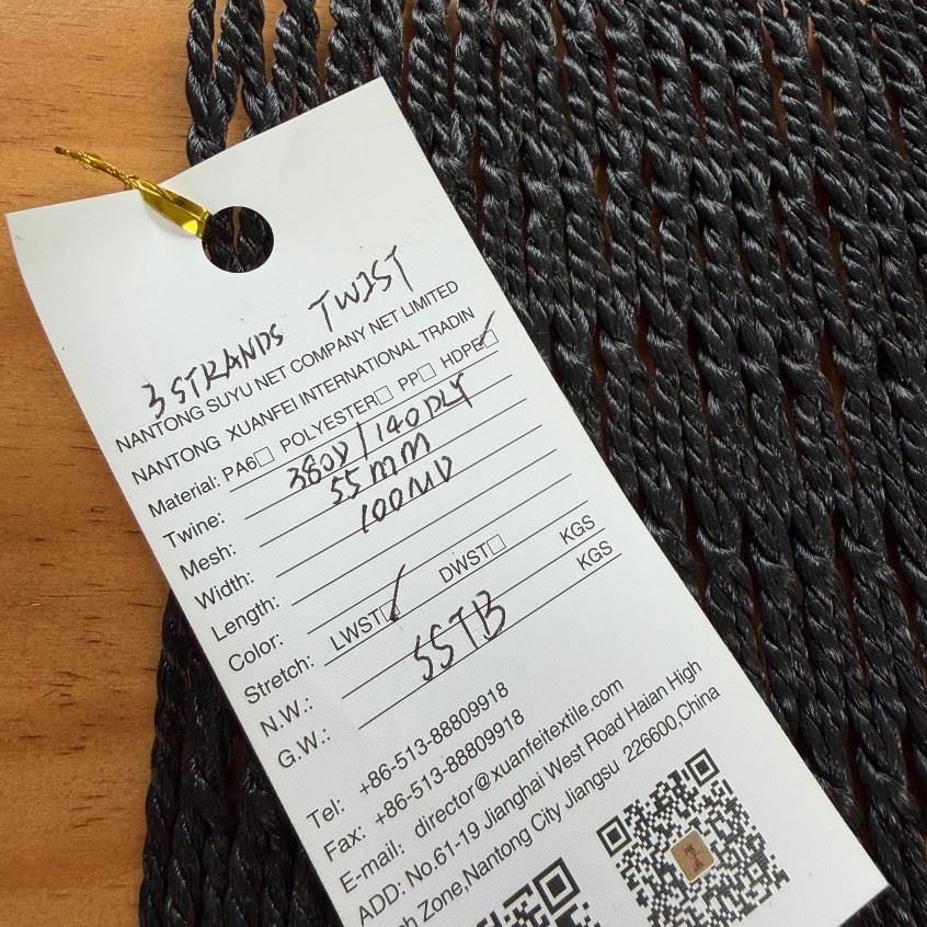 Polyethylene Twist Cross Knotless Netting 3 Strands 380d/40ply *55mm *100md